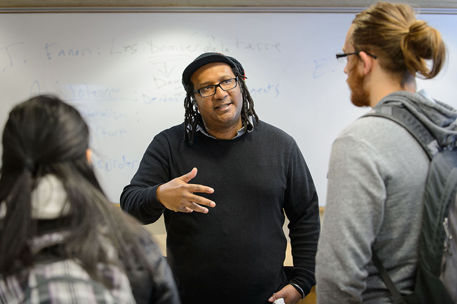 Lewis Gordon, professor of philosophy, lectures at Storrs Hall on April 27, 2016. (/UConn Photo)